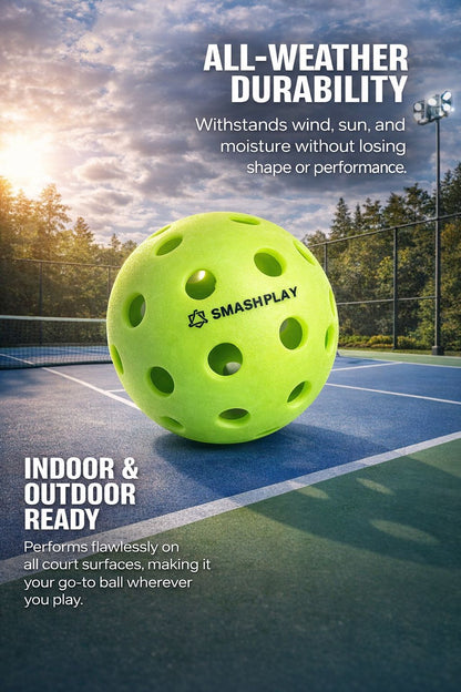 Smashplay Premium Outdoor Pickleball Balls (40 Holes) – Durable, Crack-Resistant – Pack of 3|4