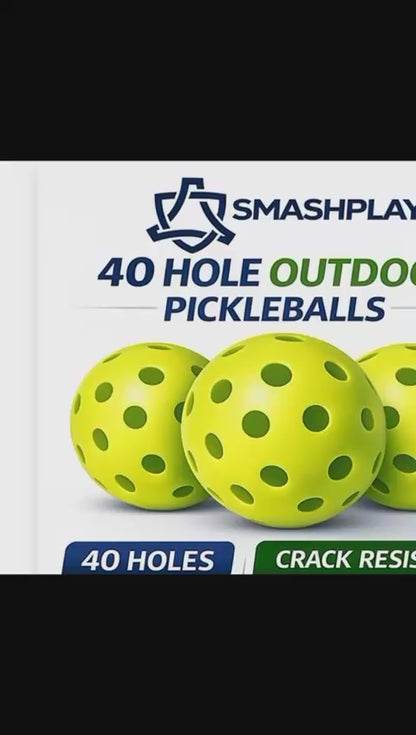 Smashplay Premium Outdoor Pickleball Balls (40 Holes) – Durable, Crack-Resistant – Pack of 3|4